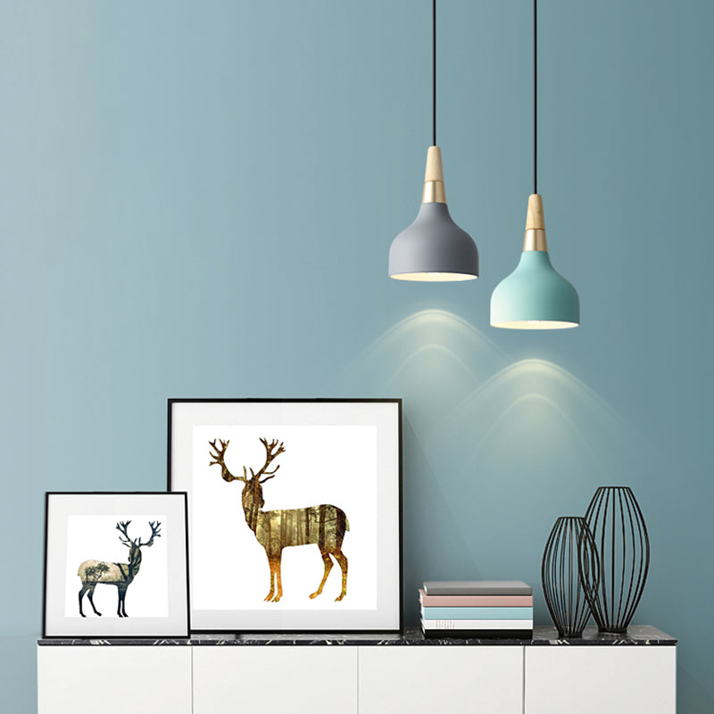 Bowl Shade Hanging Lighting Modern Macaron Style Metal 1 Pendante légère POUR POUR CAFE