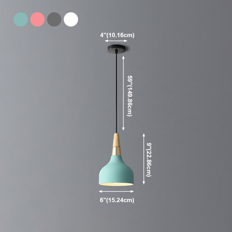 Bowl Shade Hanging Lighting Modern Macaron Style Metal 1 Pendante légère POUR POUR CAFE