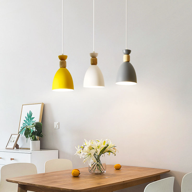 Bowl Shade Hanging Lighting Modern Macaron Style Metal 1 Light Hanging Lamping For Shop