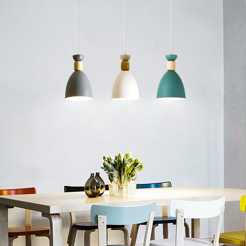 Bowl Shade Hanging Lighting Modern Macaron Style Metal 1 Light Hanging Lamping For Shop