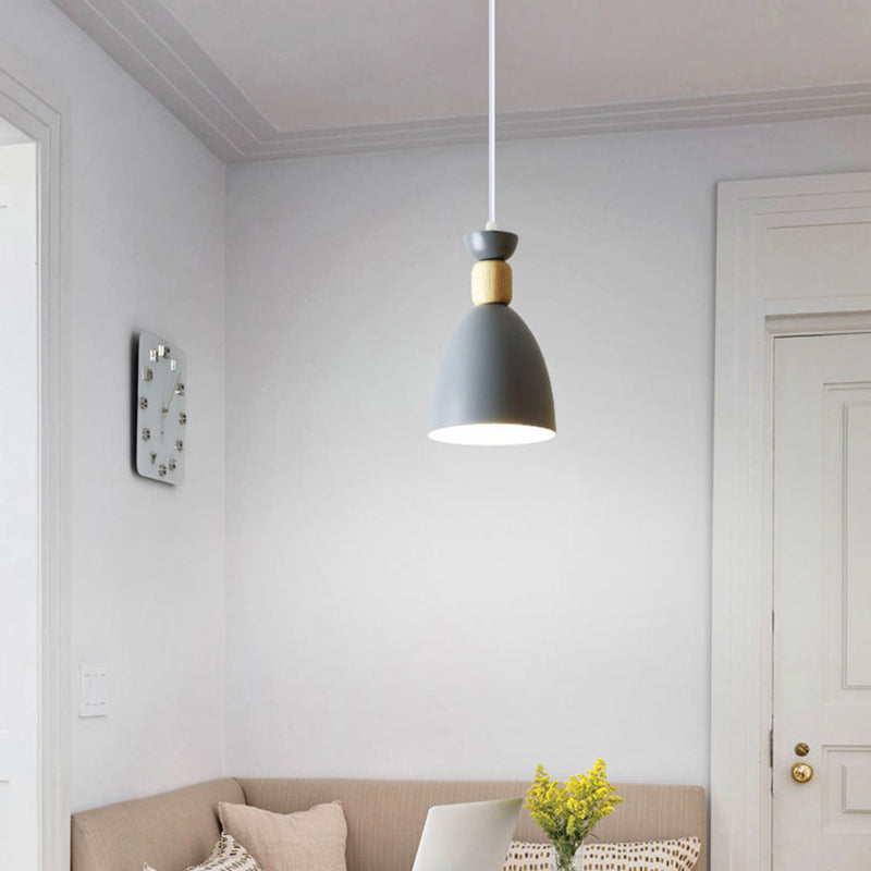 Bowl Shade Hanging Lighting Modern Macaron Style Metal 1 Light Hanging Lamping For Shop