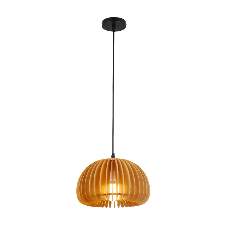 Éclairage suspendu à la nuance de citrouille en bois massif de style moderne 1 pendentif léger pour séjour à domicile