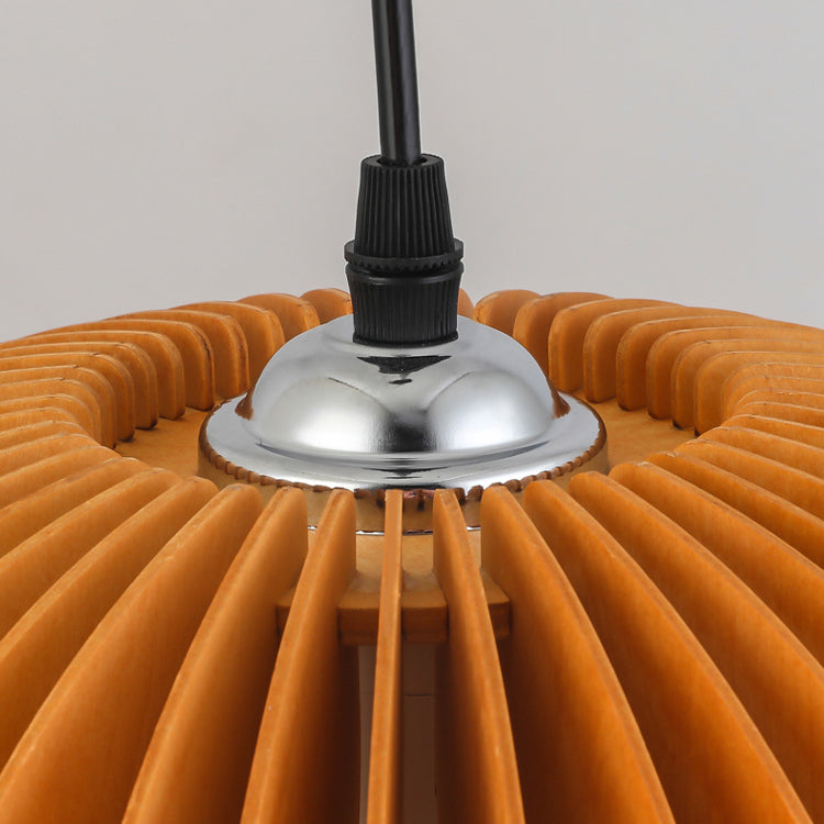 Éclairage suspendu à la nuance de citrouille en bois massif de style moderne 1 pendentif léger pour séjour à domicile