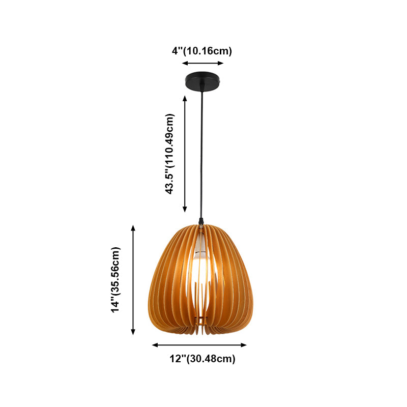 Éclairage suspendu à la nuance de citrouille en bois massif de style moderne 1 pendentif léger pour séjour à domicile