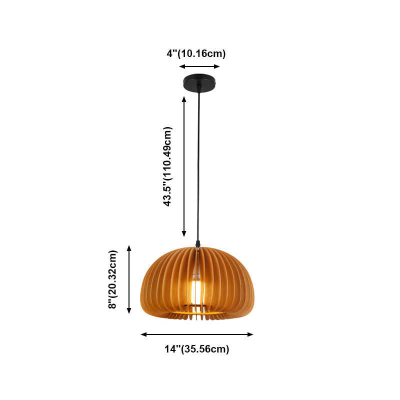 Éclairage suspendu à la nuance de citrouille en bois massif de style moderne 1 pendentif léger pour séjour à domicile
