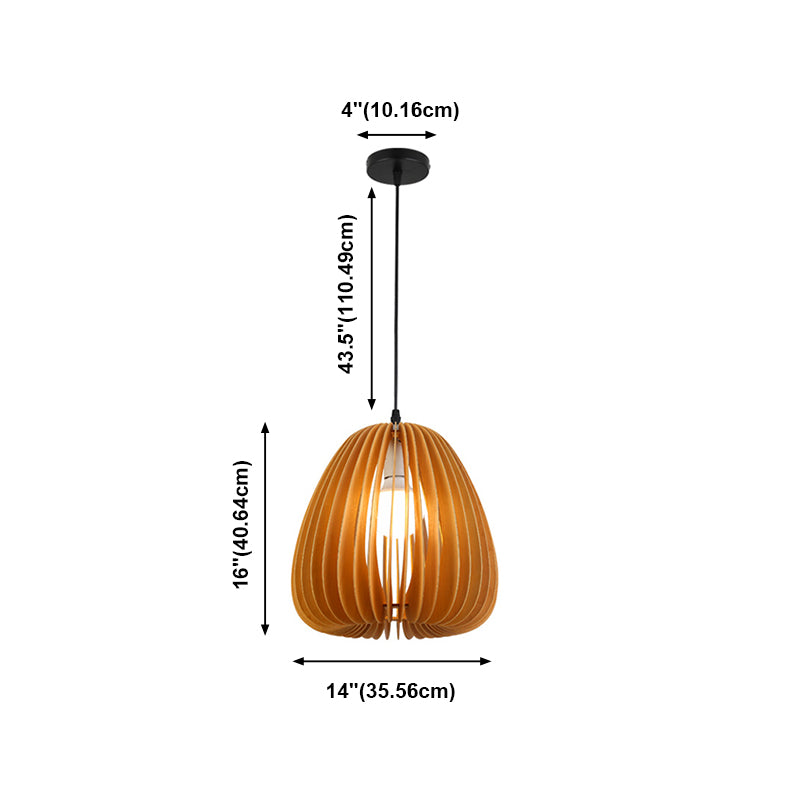 Éclairage suspendu à la nuance de citrouille en bois massif de style moderne 1 pendentif léger pour séjour à domicile