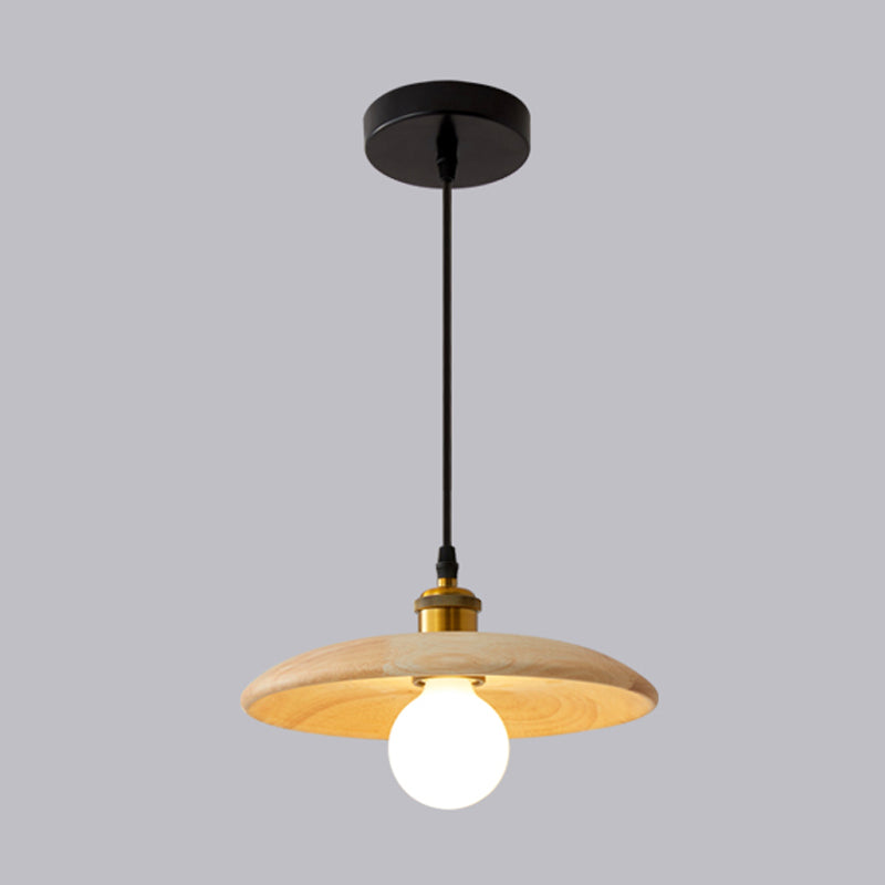 Pot Cover Shade Hanging Lighting Modern Style Bois massif 1 pendentif léger pour séjour à domicile