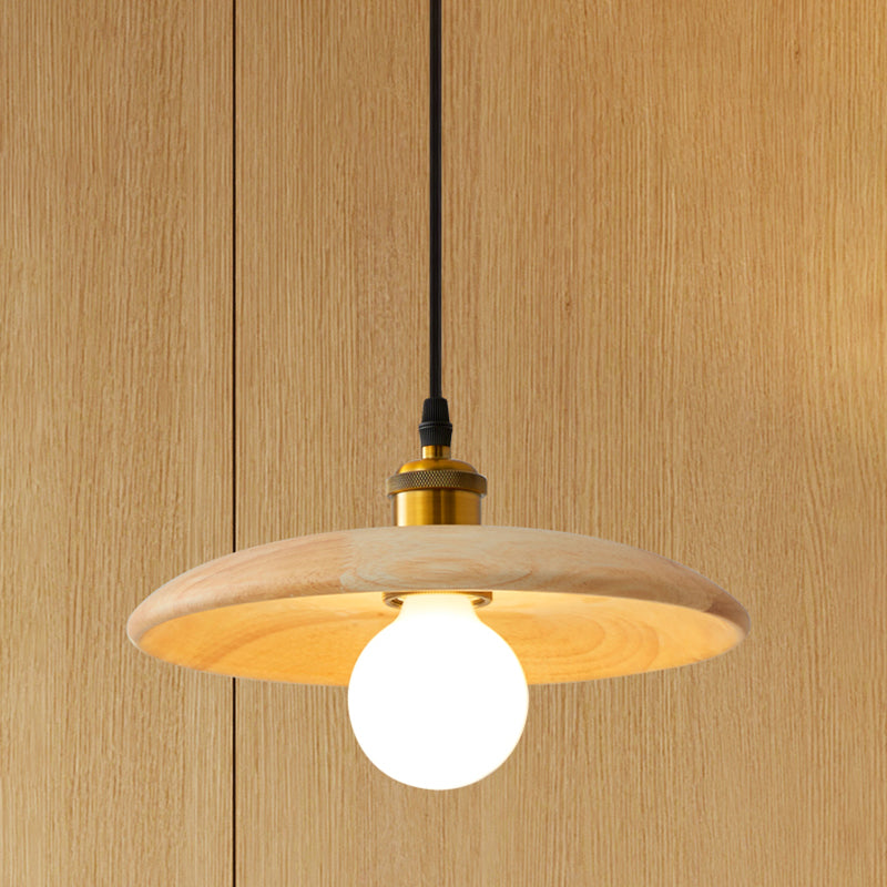 Pot Cover Shade Hanging Lighting Modern Style Bois massif 1 pendentif léger pour séjour à domicile