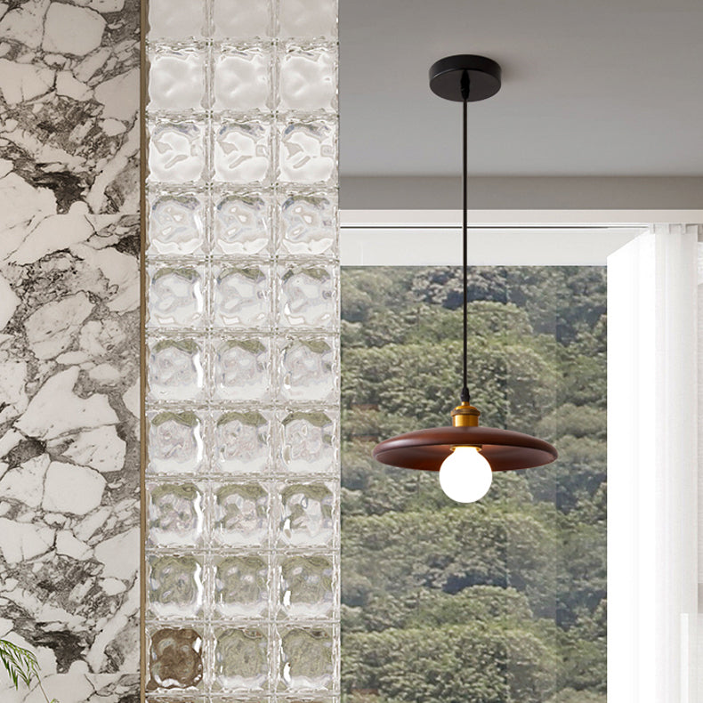 Pot Cover Shade Hanging Lighting Modern Style Bois massif 1 pendentif léger pour séjour à domicile