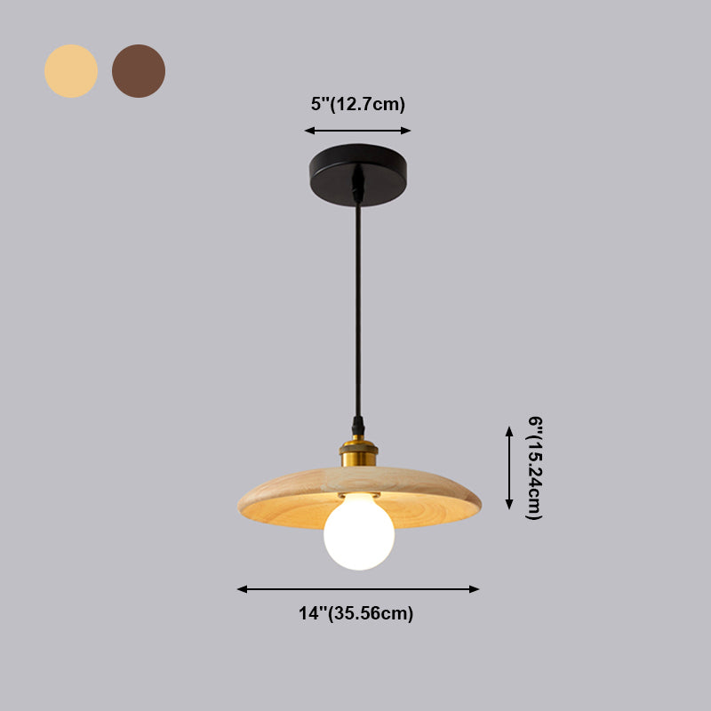 Pot Cover Shade Hanging Lighting Modern Style Bois massif 1 pendentif léger pour séjour à domicile