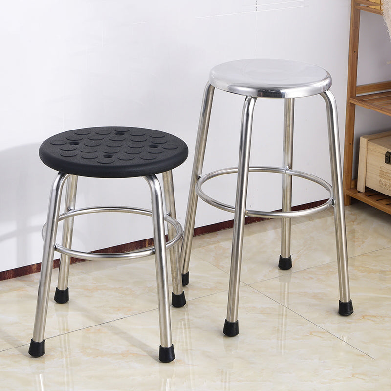 Modern Armless Backless Counter Stool Stainless Steel Laboratory Bar Stool with Pedal