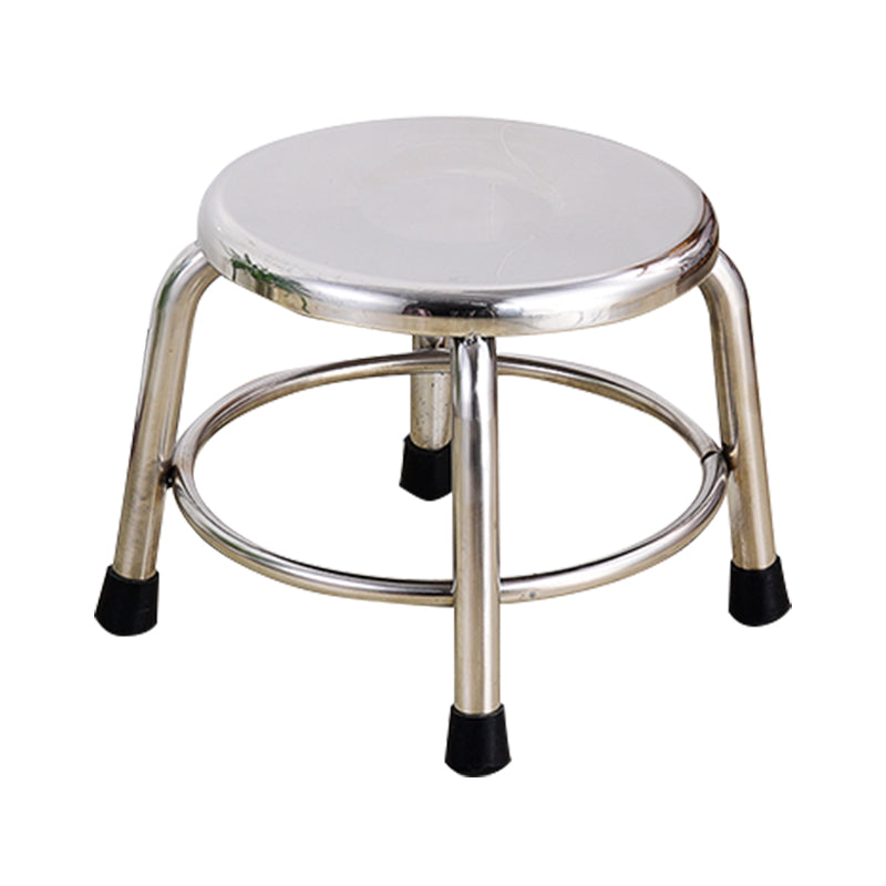 Modern Armless Backless Counter Stool Stainless Steel Laboratory Bar Stool with Pedal