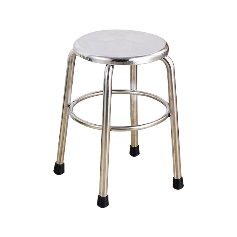 Modern Armless Backless Counter Stool Stainless Steel Laboratory Bar Stool with Pedal