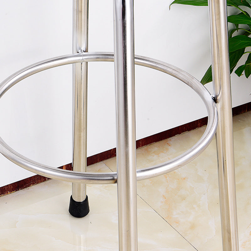 Modern Armless Backless Counter Stool Stainless Steel Laboratory Bar Stool with Pedal