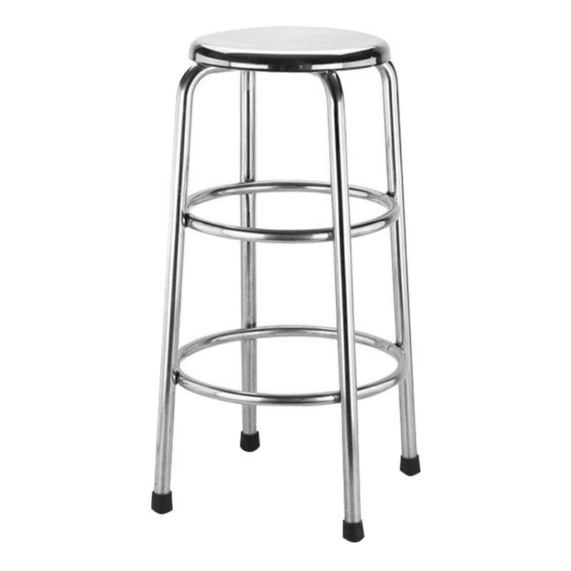 Modern Armless Backless Counter Stool Stainless Steel Laboratory Bar Stool with Pedal