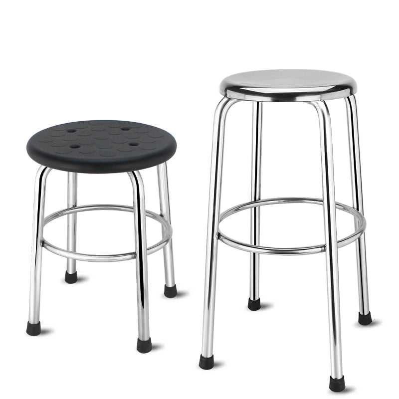 Modern Armless Backless Counter Stool Stainless Steel Laboratory Bar Stool with Pedal