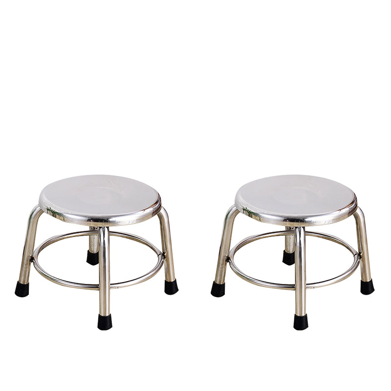 Modern Armless Backless Counter Stool Stainless Steel Laboratory Bar Stool with Pedal