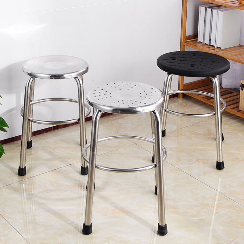 Modern Armless Backless Counter Stool Stainless Steel Laboratory Bar Stool with Pedal