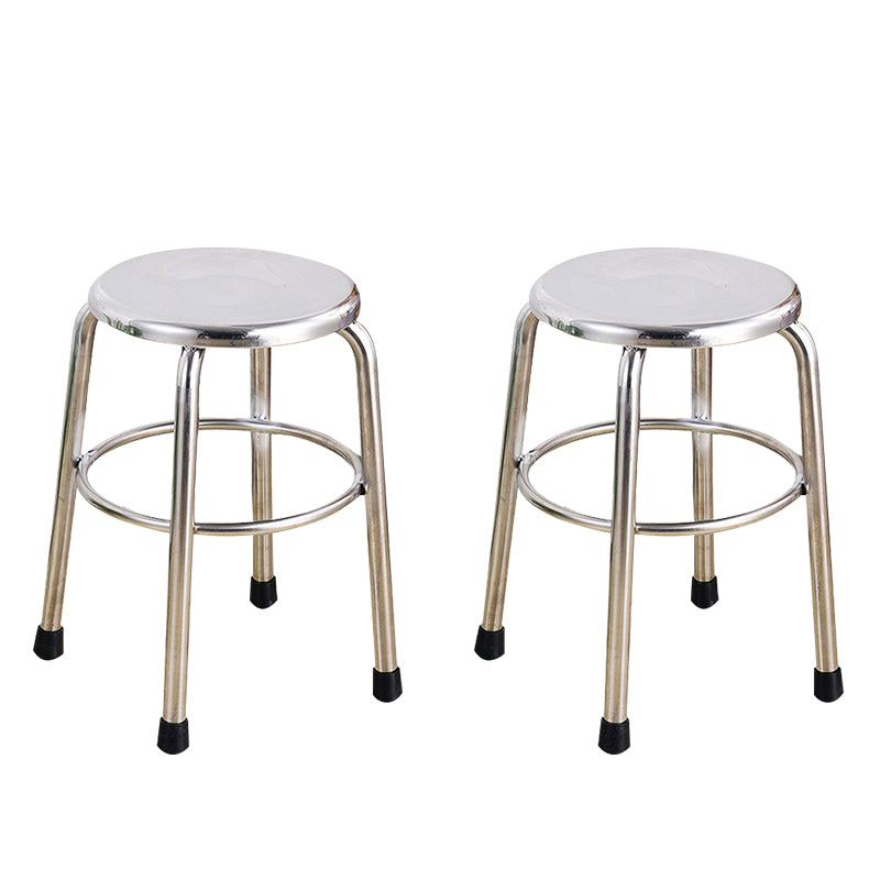 Modern Armless Backless Counter Stool Stainless Steel Laboratory Bar Stool with Pedal