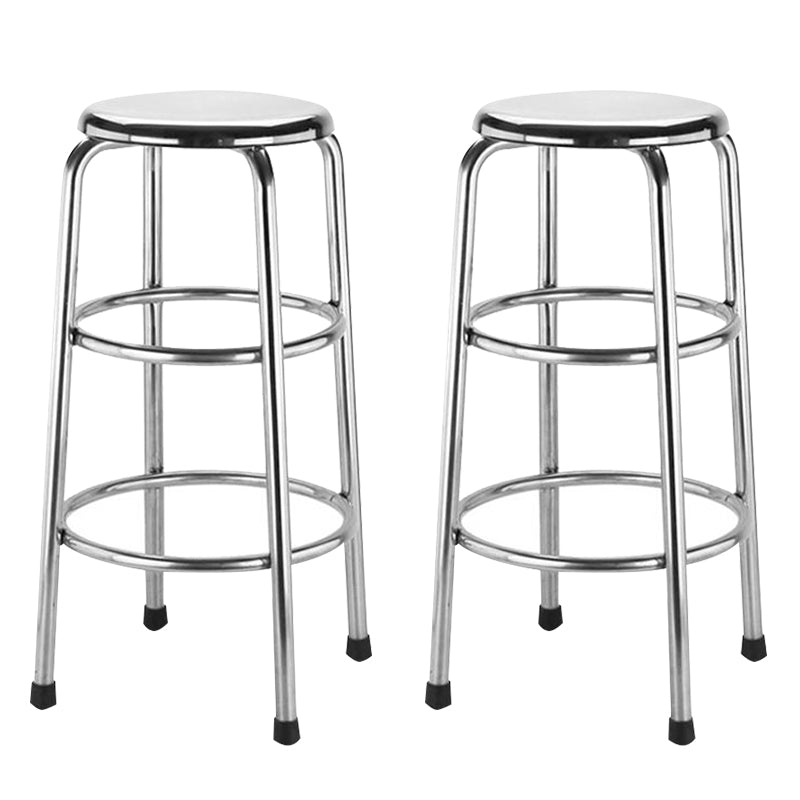 Modern Armless Backless Counter Stool Stainless Steel Laboratory Bar Stool with Pedal
