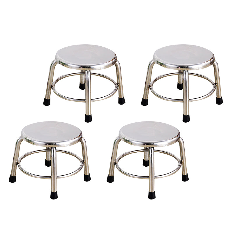 Modern Armless Backless Counter Stool Stainless Steel Laboratory Bar Stool with Pedal