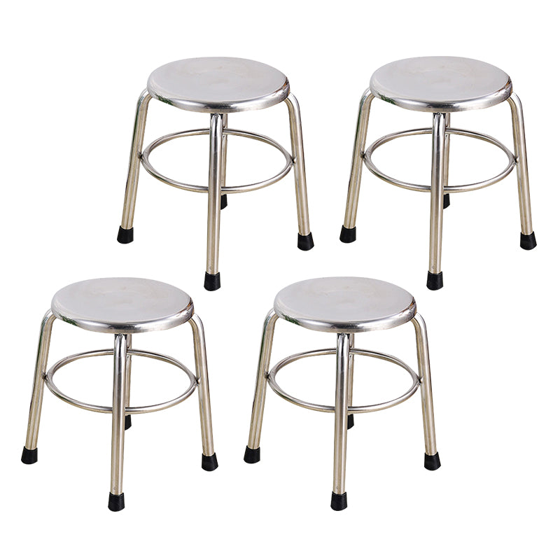 Modern Armless Backless Counter Stool Stainless Steel Laboratory Bar Stool with Pedal