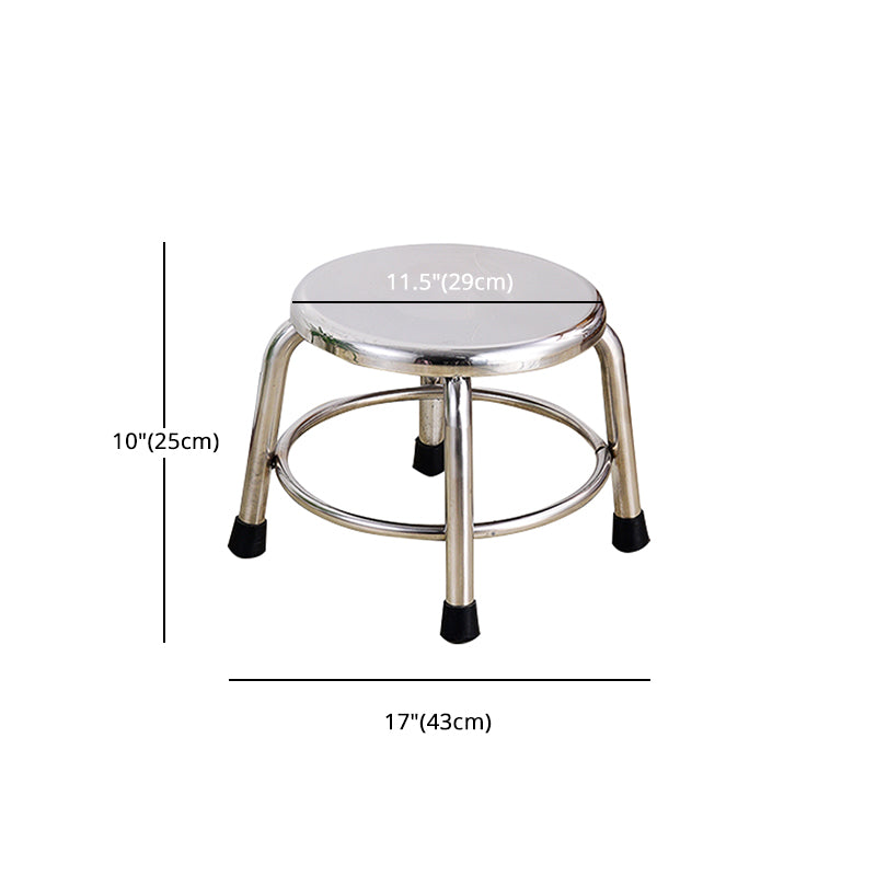 Modern Armless Backless Counter Stool Stainless Steel Laboratory Bar Stool with Pedal