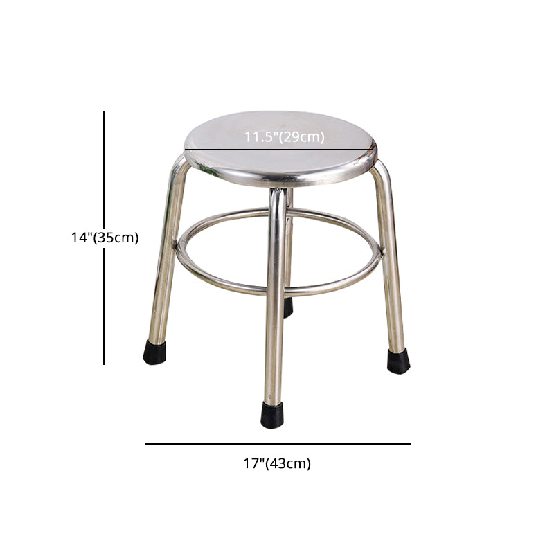 Modern Armless Backless Counter Stool Stainless Steel Laboratory Bar Stool with Pedal