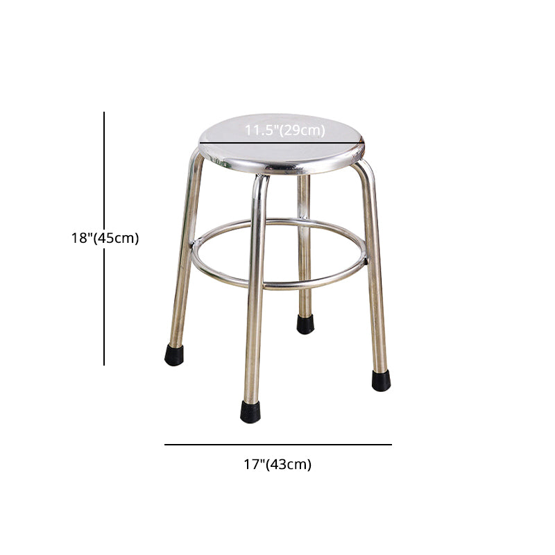 Modern Armless Backless Counter Stool Stainless Steel Laboratory Bar Stool with Pedal