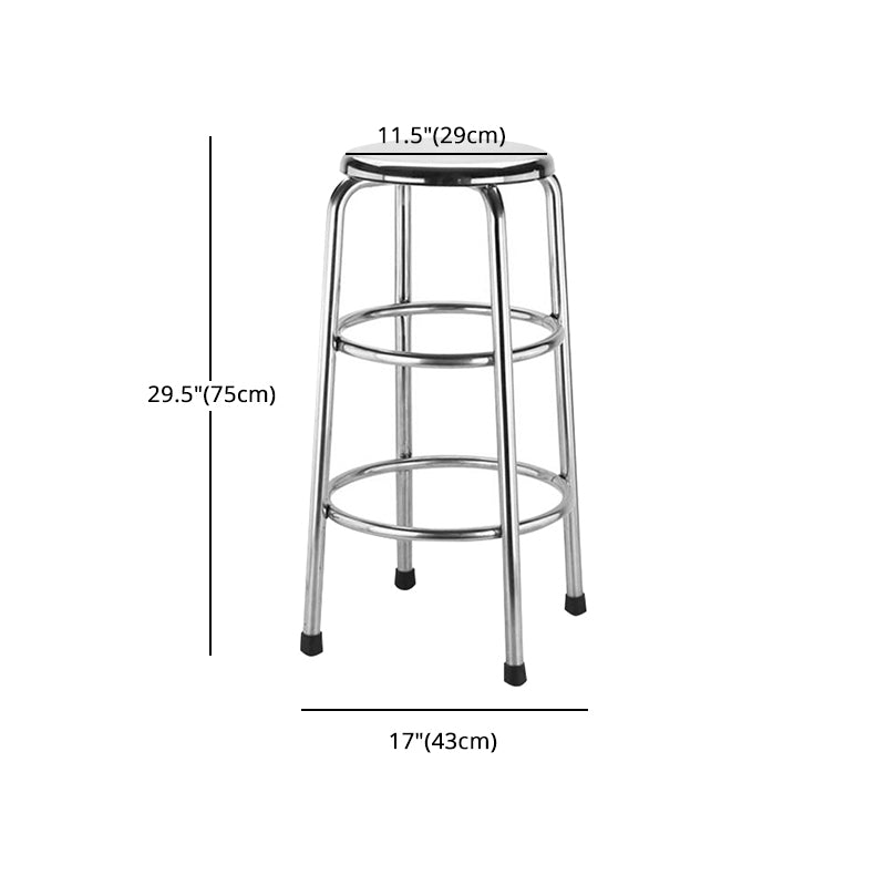 Modern Armless Backless Counter Stool Stainless Steel Laboratory Bar Stool with Pedal