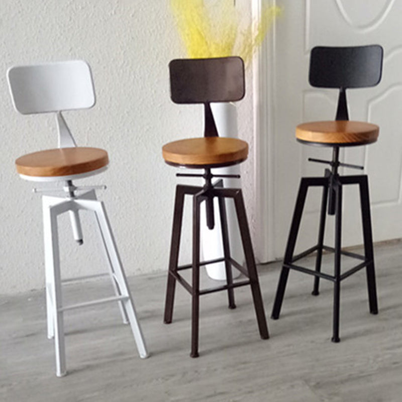 Industrielle Barhocker aus Eisen mit Fußstütze, höhenverstellbarer, drehbarer Barhocker