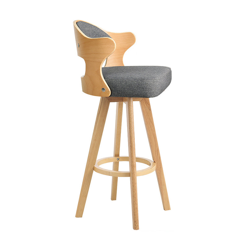 Nordic Style Counter and Bar Stool Backrest Solid Wood Upholstered Counter Chair