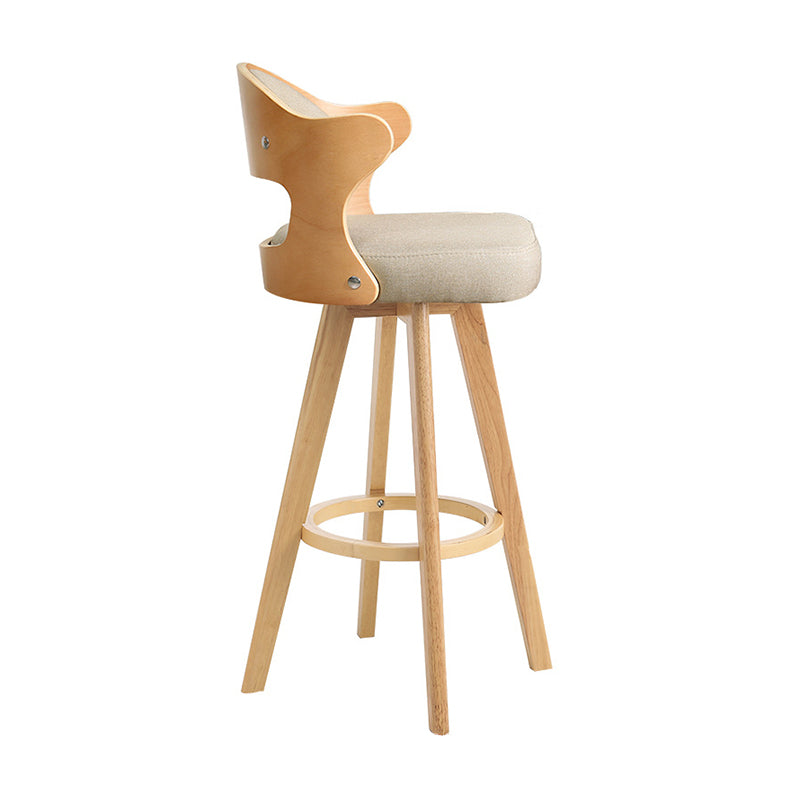 Nordic Style Counter and Bar Stool Backrest Solid Wood Upholstered Counter Chair