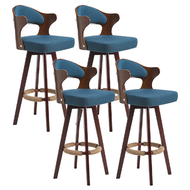 Nordic Style Counter and Bar Stool Backrest Solid Wood Upholstered Counter Chair