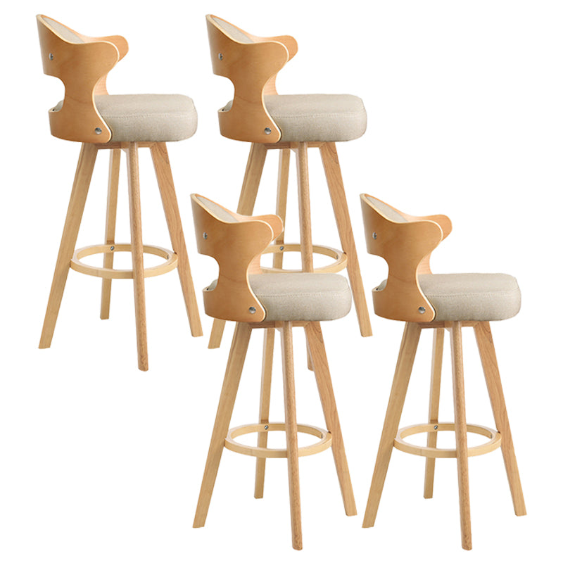 Nordic Style Counter and Bar Stool Backrest Solid Wood Upholstered Counter Chair