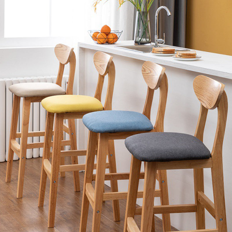 Scandinavian Padded Feet Barstools Restaurant Solid Wood Counter Barstool