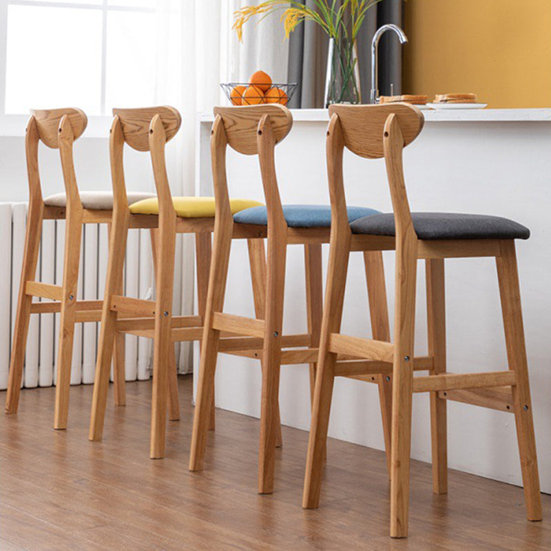 Scandinavian Padded Feet Barstools Restaurant Solid Wood Counter Barstool