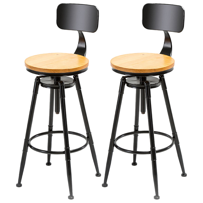 Industrial Style Bar Stool Iron Solid Wood Adjustable Restaurant Cafe Counter Stool