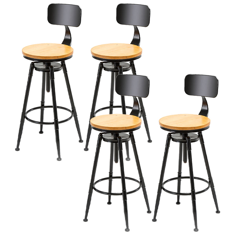 Industrial Style Bar Stool Iron Solid Wood Adjustable Restaurant Cafe Counter Stool