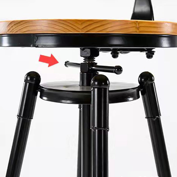 Industrial Style Bar Stool Iron Solid Wood Adjustable Restaurant Cafe Counter Stool