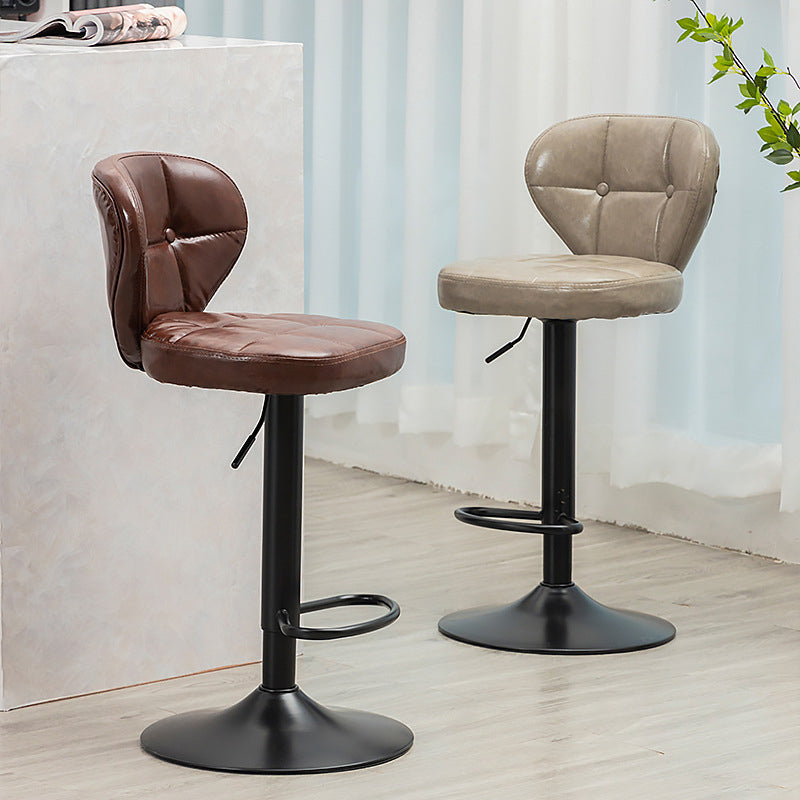 Nordic Leather Seats Barstool Rotating Lifting Bar Stool for Indoor, 1 Piece