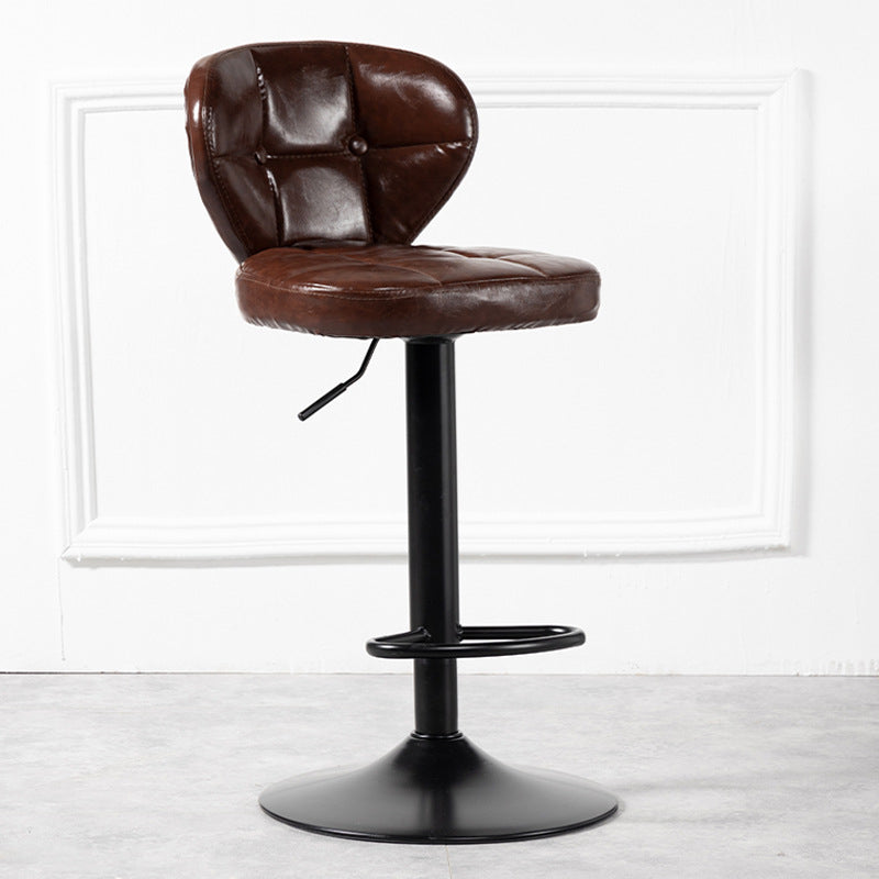 Nordic Leather Seats Barstool Rotating Lifting Bar Stool for Indoor, 1 Piece