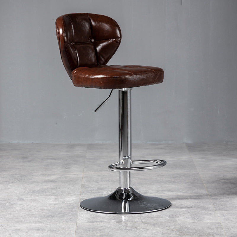 Nordic Leather Seats Barstool Rotating Lifting Bar Stool for Indoor, 1 Piece