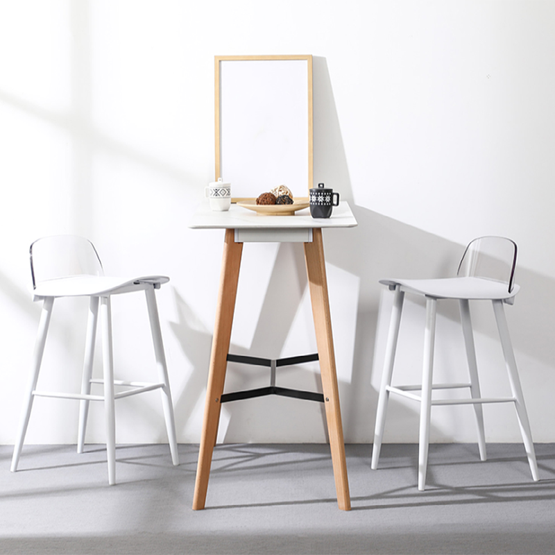 Scandinavian Style Acrylic Bar stool with Square Seat Counter Stool for Kitchen Bar