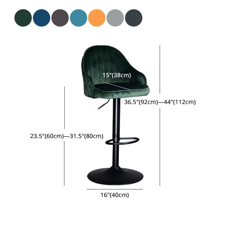 Taburete de bar ajustable giratorio de metal nórdico, taburete alto para interiores con tapizado