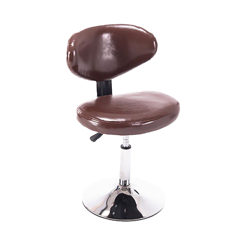Taburetes escandinavos de cuero con altura ajustable, taburetes de bar giratorios plateados con respaldo bajo