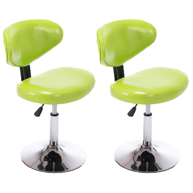 Taburetes escandinavos de cuero con altura ajustable, taburetes de bar giratorios plateados con respaldo bajo