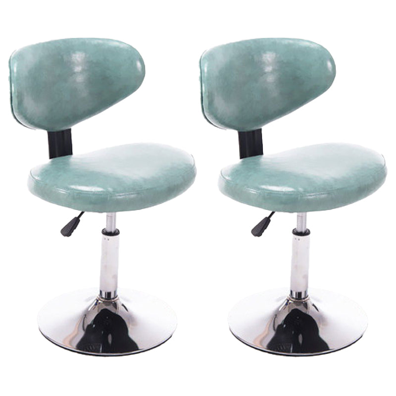 Taburetes escandinavos de cuero con altura ajustable, taburetes de bar giratorios plateados con respaldo bajo