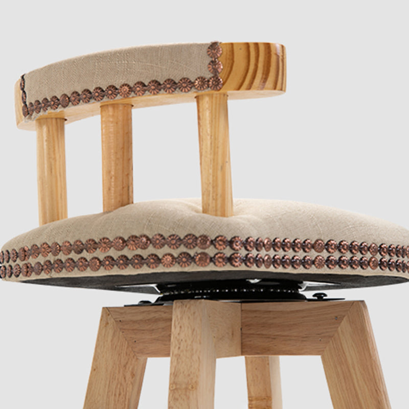 Taburetes escandinavos de madera natural para mostrador, taburetes de bar con respaldo bajo y reposapiés