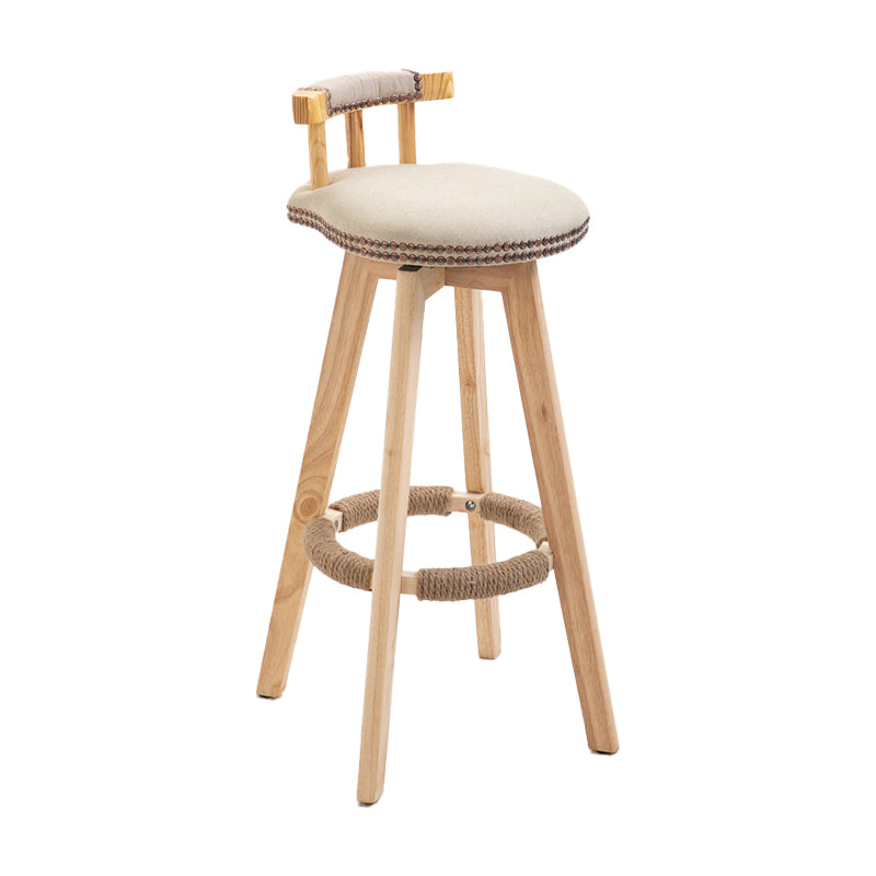 Taburetes escandinavos de madera natural para mostrador, taburetes de bar con respaldo bajo y reposapiés